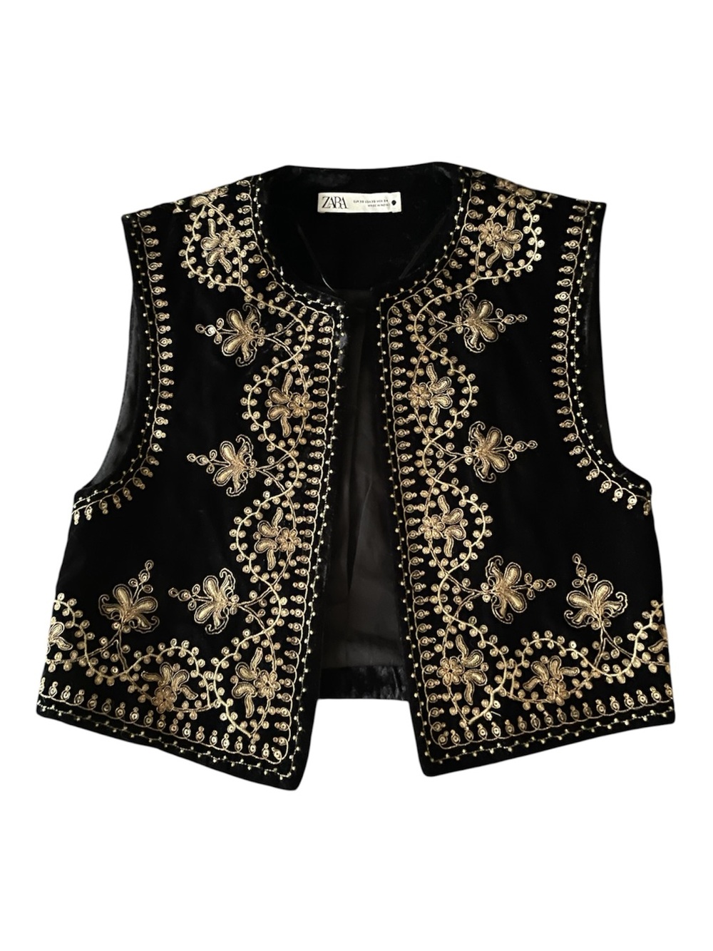 Zara velvet embroidered whimsigoth vest XS